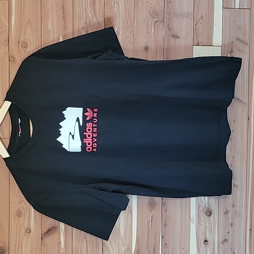 adidas T-Shirt, Size L, Black, Red, & White